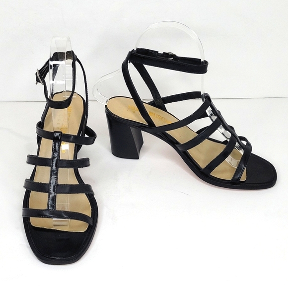 Hugo Buscati Shoes - Black Leather High Heel Sandals Ankle Strap Made in Brazil 6